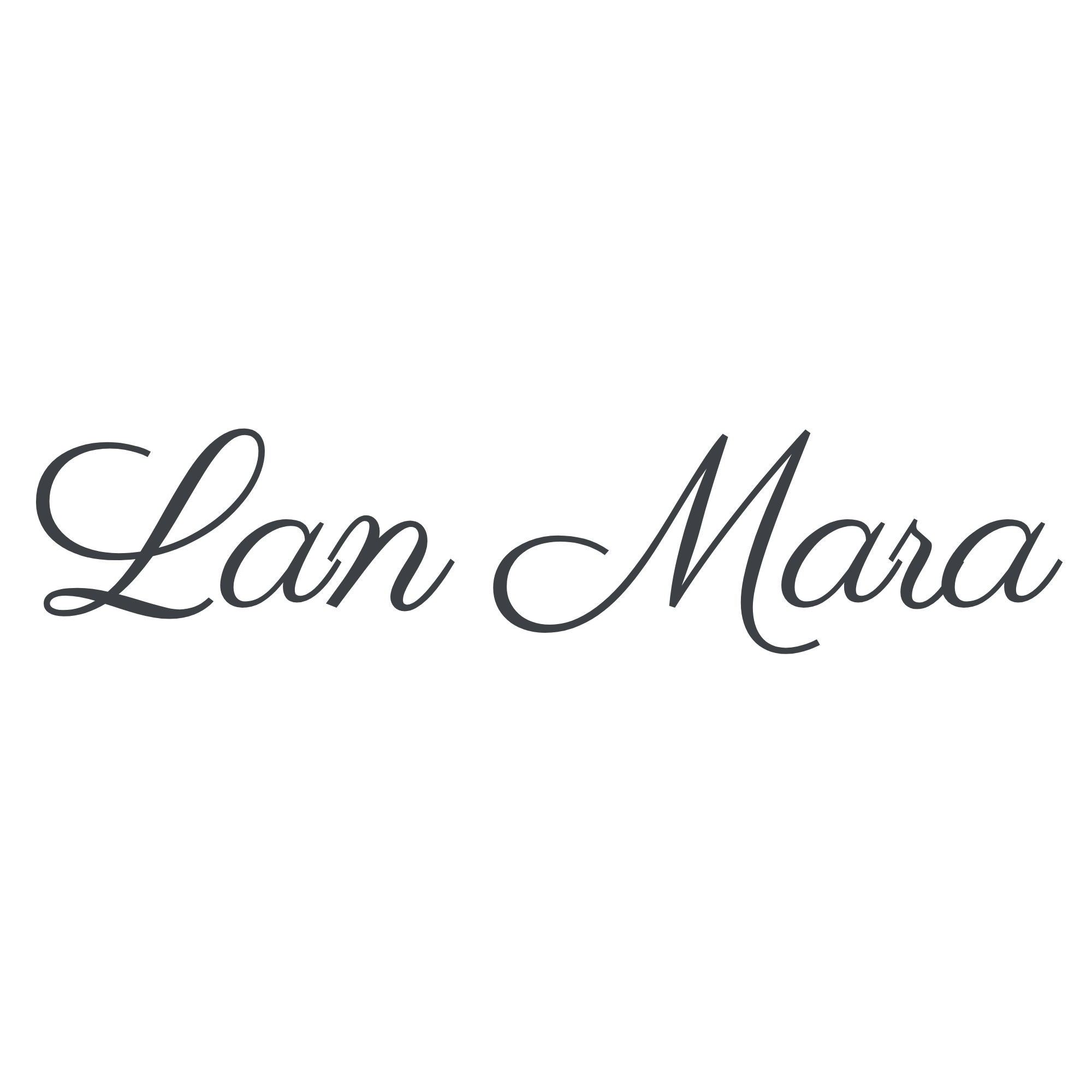 Lan Mara written in black handwriting style font.